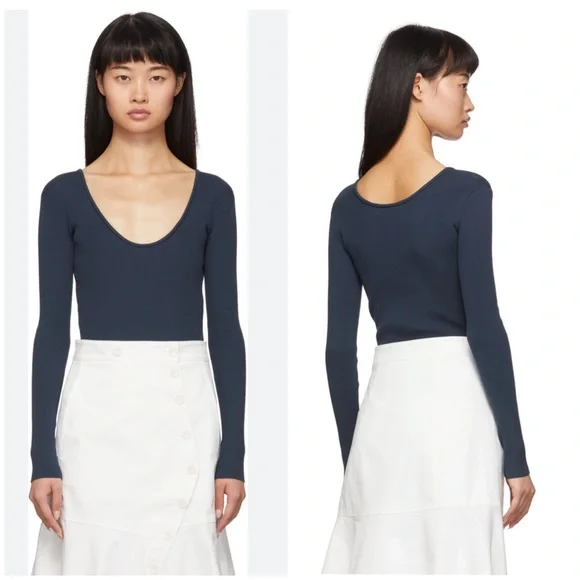 Tibi Tech Rib Bodysuit Light Blue - Picture 4 of 16